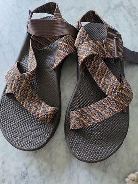 Men's Brown Chaco  Sandals with Multicolor Woven Straps